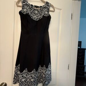 Talbots Black Dress with White Lace Accents 2P
